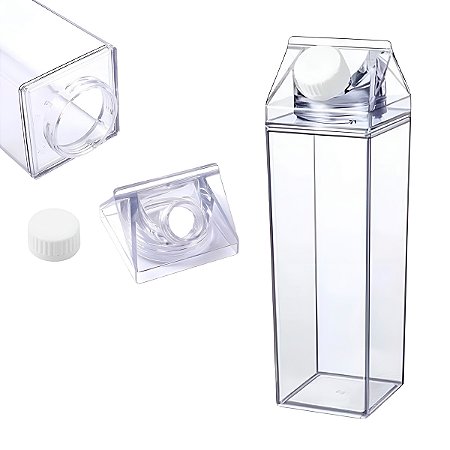 Garrafa Transparente Estilo Caixa de Leite Plástico