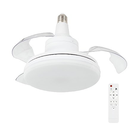 Ventilador Pá Retrátil Teto Iluminação LED Branco
