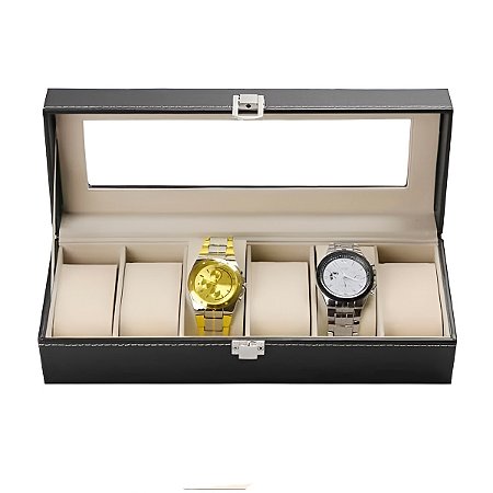 Caixa Porta Relógios Pulseiras Organização 6 Compartimentos