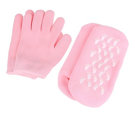 Par Luvas Meias Hidratantes Gel Silicone Tratamento Mãos Pés