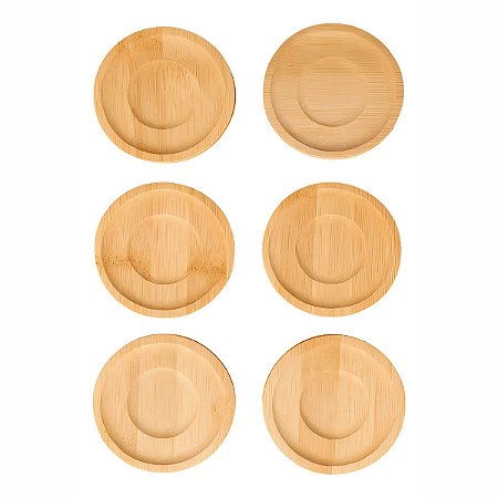 Conjunto 6 Porta Copos Descanso Redondo Bambu Utilidade