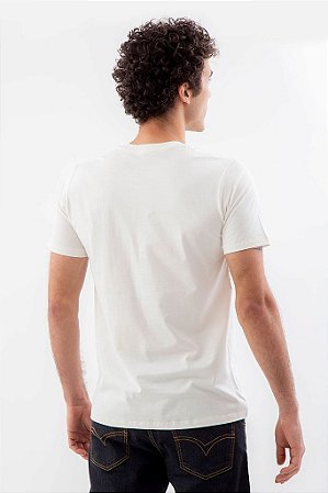 Camiseta Básica Masculina Gola Olímpica Malha Fio Algodão Orgânico Champagne
