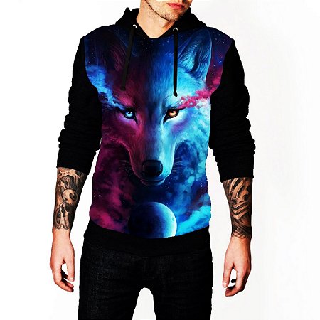 Blusa #Moletom #Estampa #Full #Lobo #Galaxia - Use Bugado Store Moda  Estampada