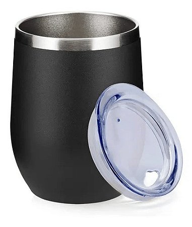 Copo Inox Parede Dupla com Tampa Acrílico