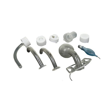 Cânula de Traqueostomia com Balão, Aramada (Aspiralada) e com Janela de Fonação (Fenestrada) da Electroplast - Unidade