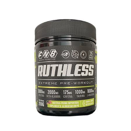 Ruthless Extreme Pre-Workout 250g, para 25 Porções, Sabor Limão da Flora Nativa do Brasil - Unidade