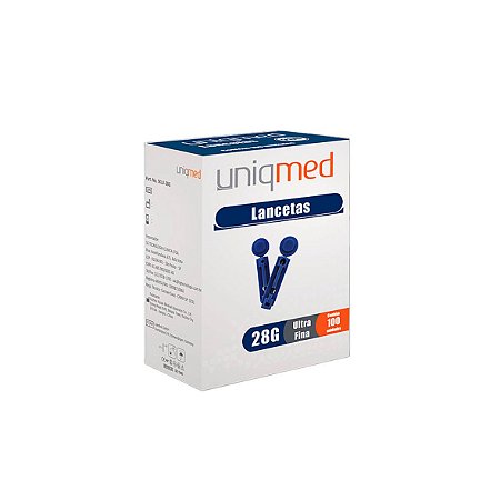 Lancetas Ultra Fina de 28g da Uniqmed - Caixa 100 Unidades