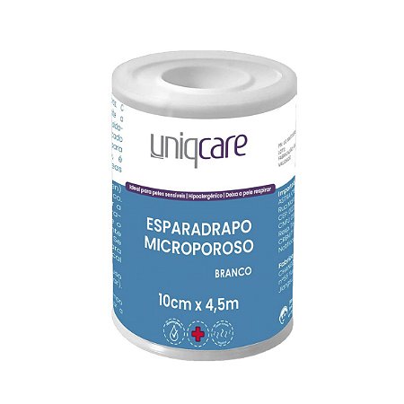 Esparadrapo Microporoso Branco de 10cm x 4,5m da Uniqcare - Unidade