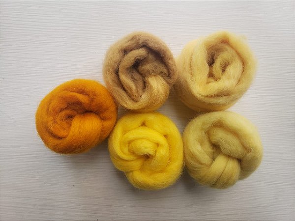Lã para Feltragem Amarela - 5 Meadas - 60g