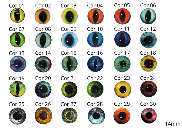 Par de Olhos de Vidro - 14mm ~ 15mm