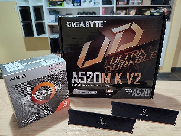 Kit amd placa m e a520 Ryzen 3 3200g c video memoria 16gb ddr4