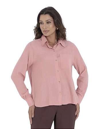 Camisa Manga Longa Bolso Frontal Viscolinho