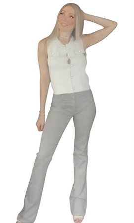 Calça Flare Cintura Alta Sarja