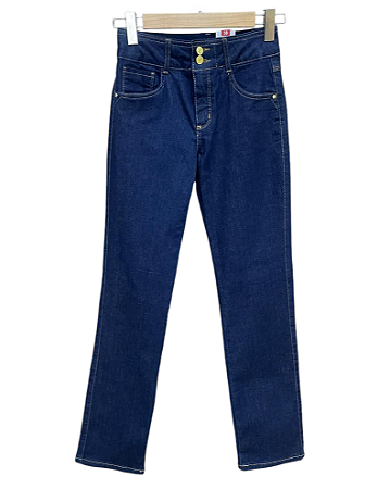 Calça Reta Cintura Alta Jeans