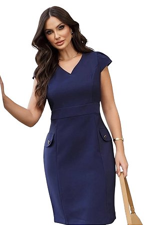 Vestido Manga Curta Alfaiataria