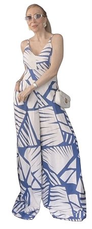 Macacão Alça Longo Elástico Costas Viscose