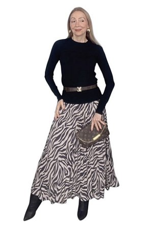 Saia Midi Estampada Viscose