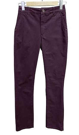 Calça Reta Cintura Alta Sarja