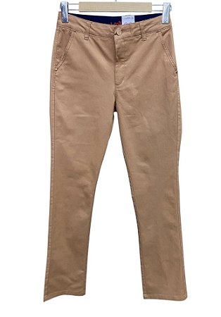 Calça Reta Cintura Alta Sarja