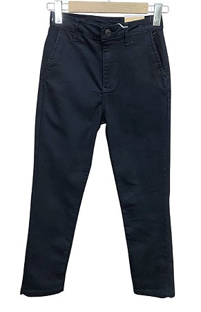 Calça Reta Cintura Alta Sarja