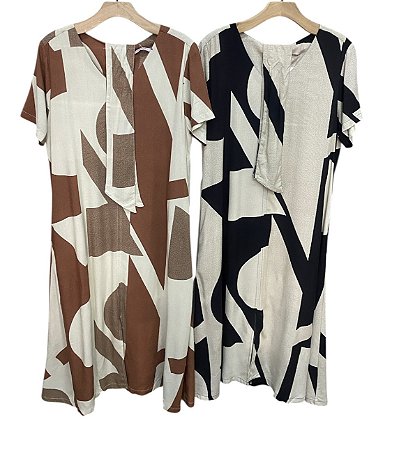 Vestido Manga Curta Midi Cinto Viscose