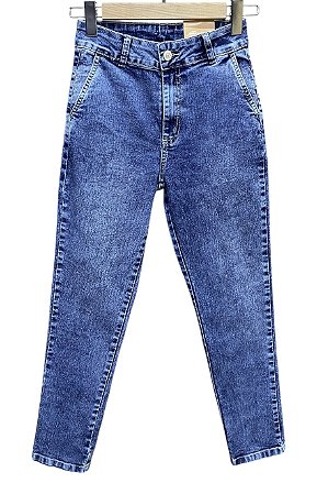 Calça Reta Cintura Alta Jeans
