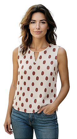 Blusa Regata Decote Frontal Crepe