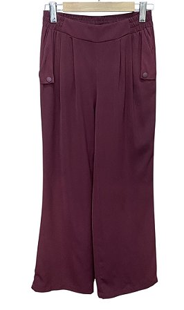 Calça Reta Elástico Cintura Crepe