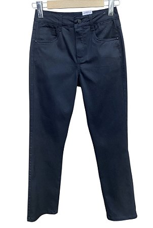Calça Reta Cintura Alta Sarja