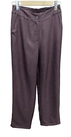Calça Reta Elástico Costas Viscose