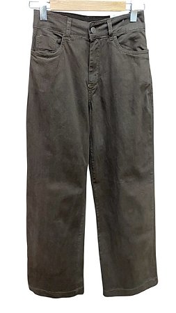 Calça Wide Leg Cintura Alta Sarja