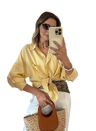 Camisa Bolso Viscolinho