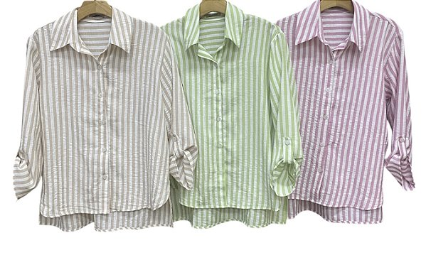 Camisa Manga Longa Listra Viscolinho