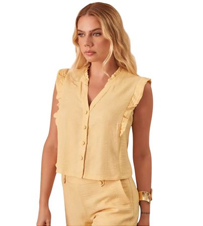 Blusa Regata Botões Viscolinho