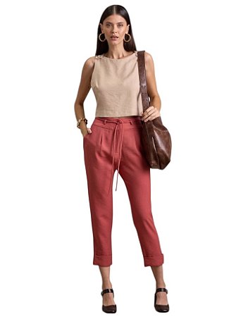 Calça Bolsos Frontal Viscose
