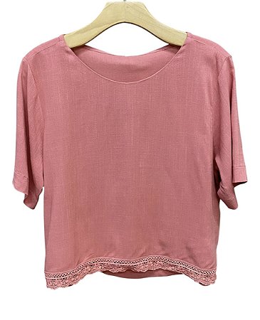 Blusa Manga Curta Guipir Viscose