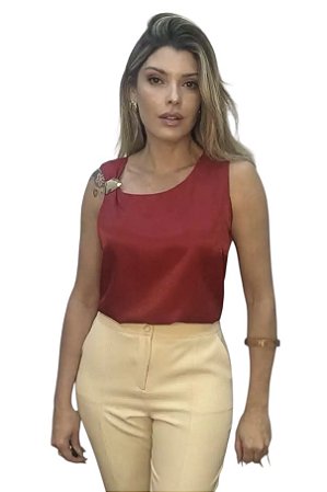 Blusa Regata Fivela Crepe
