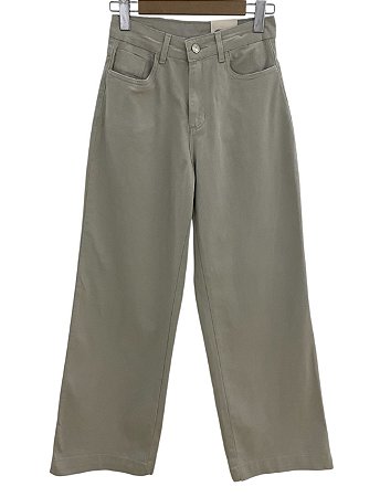 Calça Wide Leg Cintura Alta Sarja