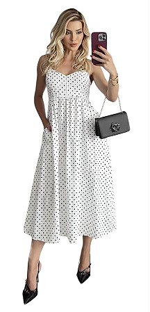 Vestido Alça Poá Viscose