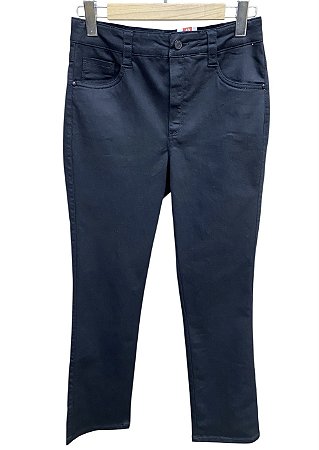 Calça Reta Cintura Alta Sarja