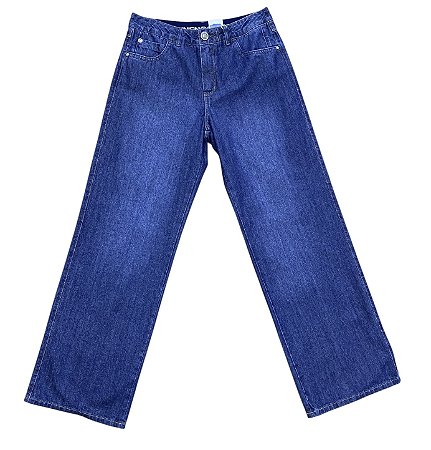 Calça Wide Leg Cintura Alta Jeans