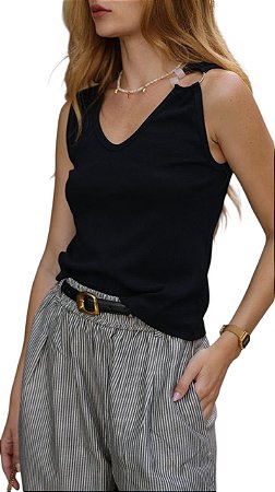 Blusa Regata Argola Malha Rib