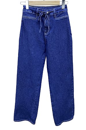 Calça Wide Leg Cintura Alta Jeans