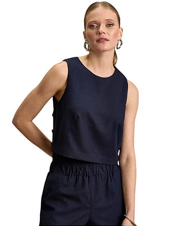 Blusa Regata Botões Costas Viscolinho