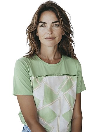 Blusa Manga Curta Guipir Viscomalha
