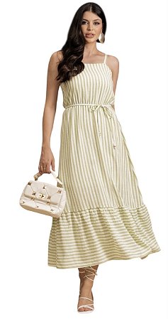 Vestido Longo Listras Viscose