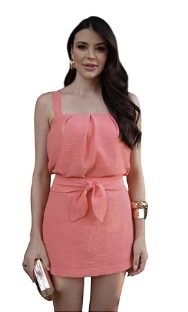 Conjunto Shorts Saia Amarração Frontal Crepe