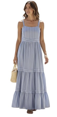 Vestido Alça Listras Viscolinho