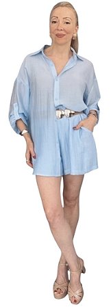 Conjunto Shorts Elástico Cintura Viscose