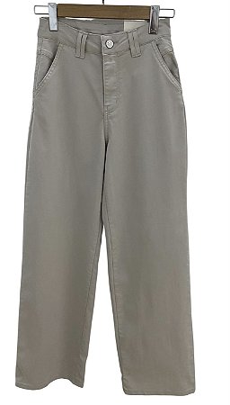 Calça Wide Leg Cintura Alta Sarja